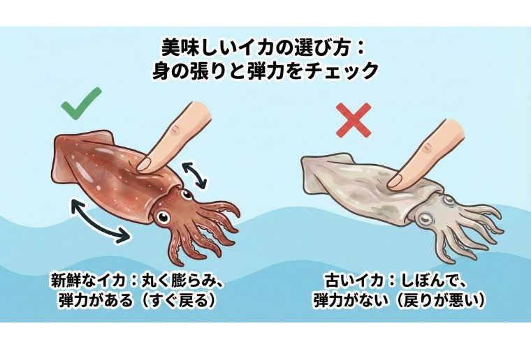 イカの鮮度チェックポイント「身」についての解説