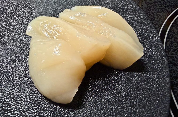 ほたて貝柱の縦切り