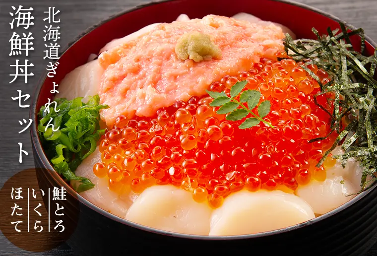 北海道ぎょれん海鮮丼セット（鮭とろ・いくら・ほたて）
