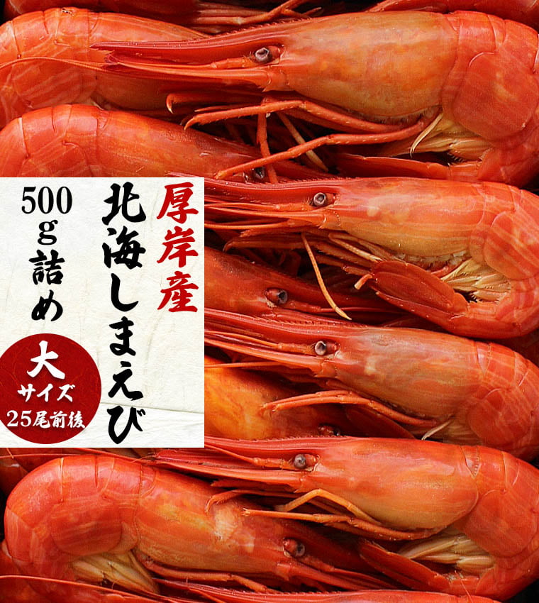 厚岸産北海しまえび500g詰め中サイズ(33尾前後)
